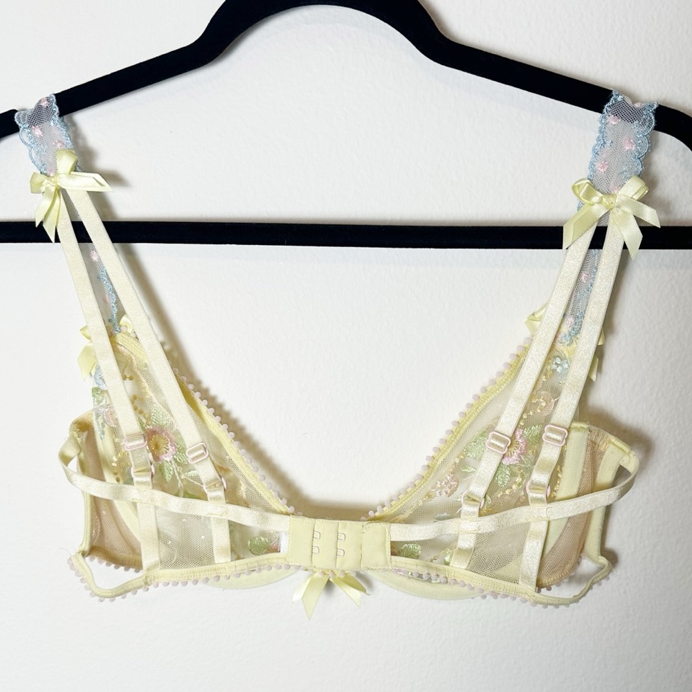 For Love and Lemons Sunny Bra Yellow Lace Large - Picture 3 of 6